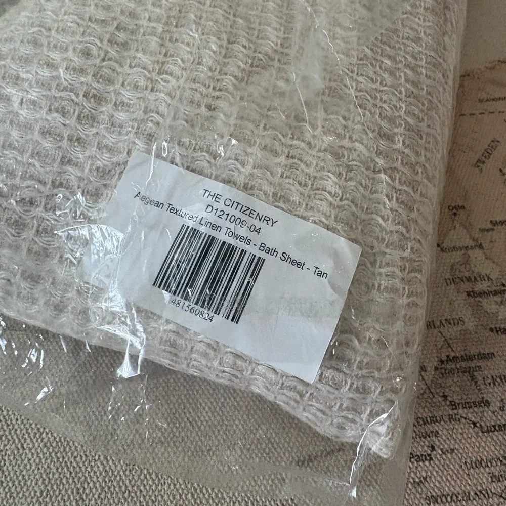 🆕The Citizenry Aegean Tan Textured Bath Sheets (2) with Hand Towels (2) Linen